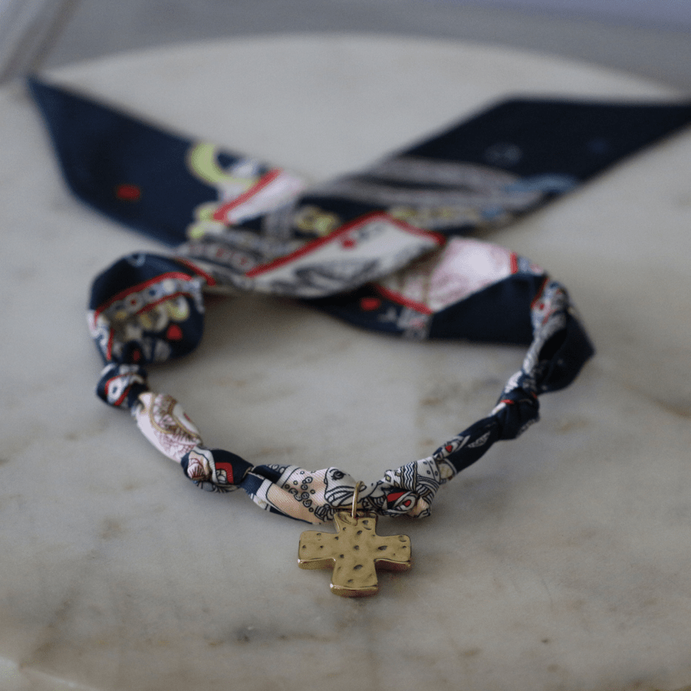 Navy Grace Scarf Necklace - themonogram manor 