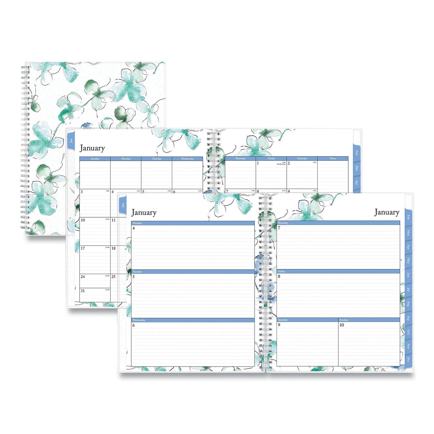 Blue Sky Lindley Weekly/Monthly Planner, Lindley Floral Artwork, 11 x 8.5, White/Blue/Green Cover, 12 - Month (Jan to Dec): 2023 - themonogram manor 