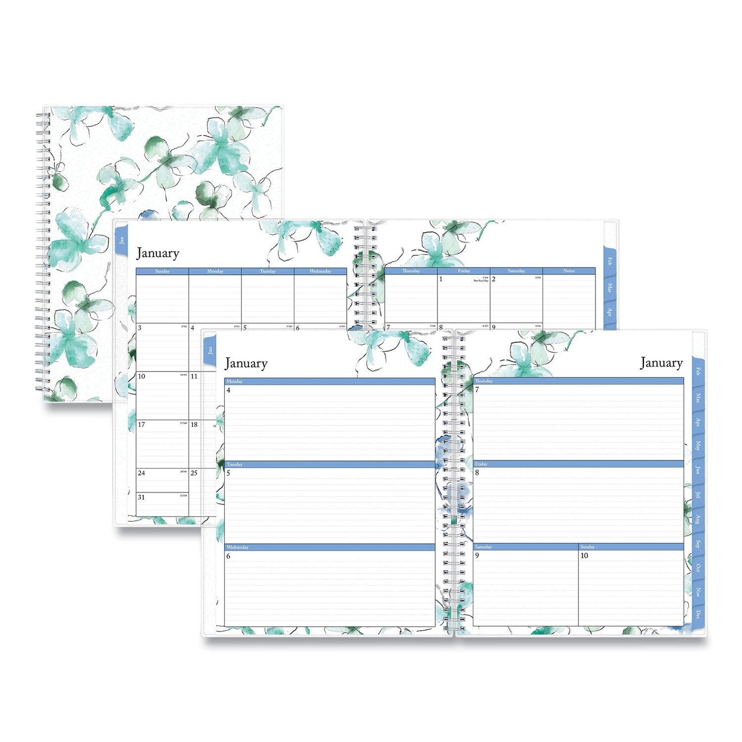 Blue Sky Lindley Weekly/Monthly Planner, Lindley Floral Artwork, 11 x 8.5, White/Blue/Green Cover, 12 - Month (Jan to Dec): 2023 - themonogram manor 