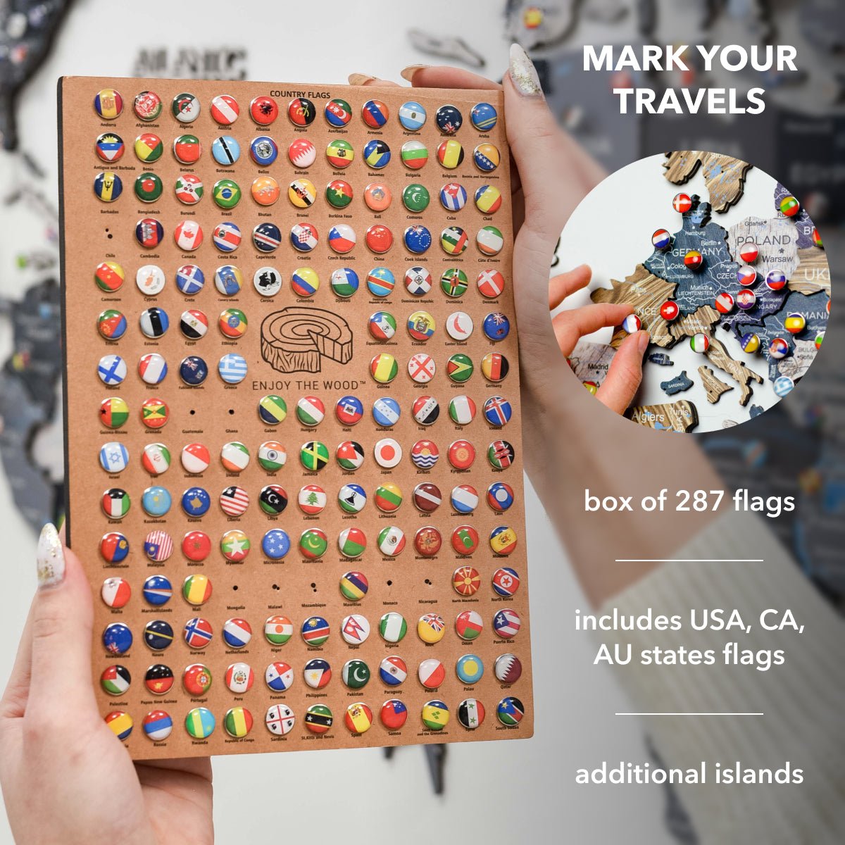 3D Luminous/Magnetic Colored Wooden World Map Mystery - themonogram manor 