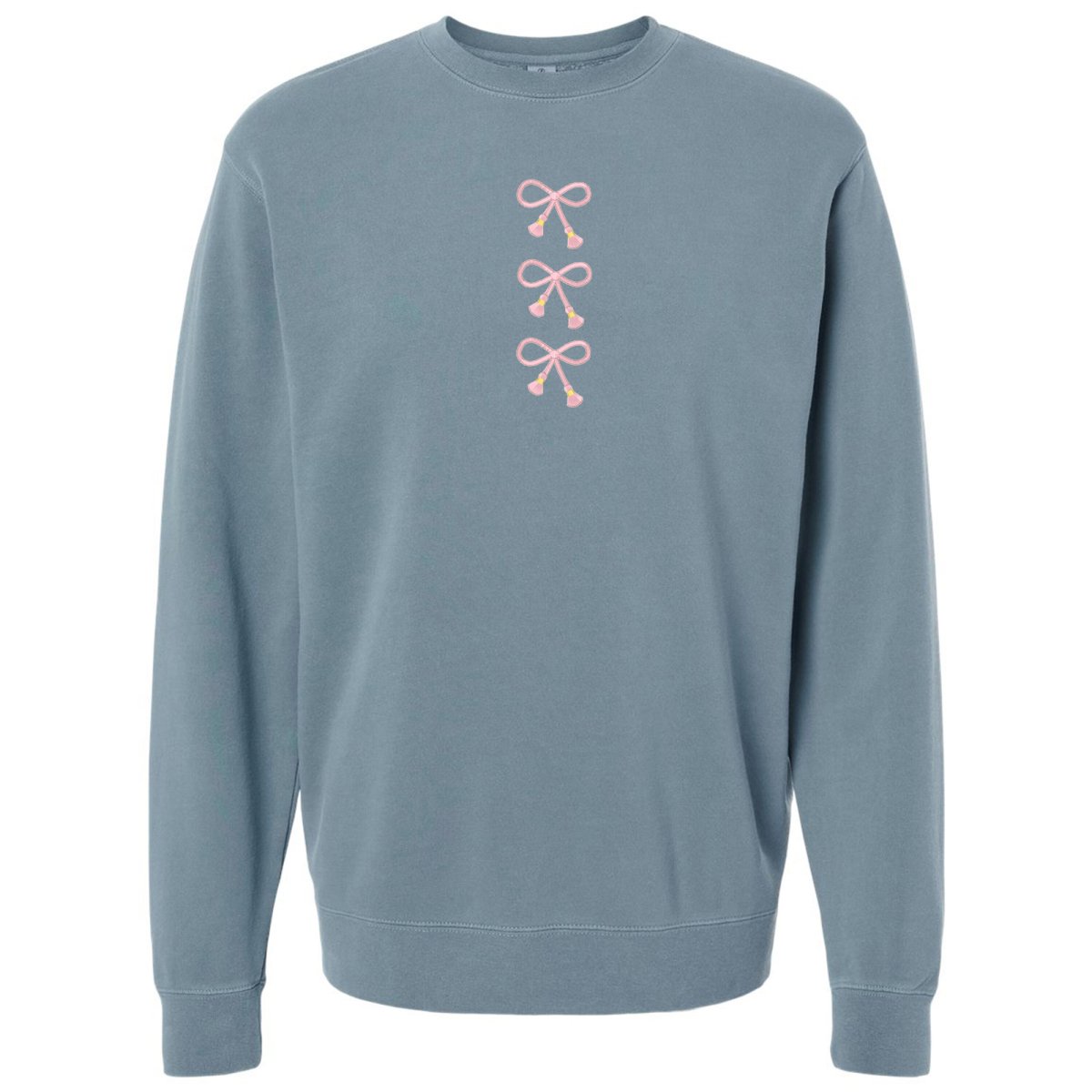Embroidered Tasseled 'Bows' Cozy Crew - themonogram manor 