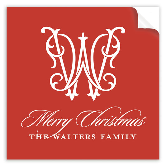 christmas initial holiday stickers - themonogram manor 