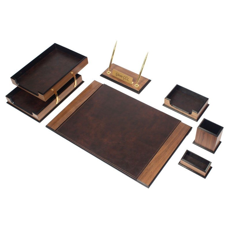 MOOG Prestige Leather Desk Organizer - 8 PCS - themonogram manor 