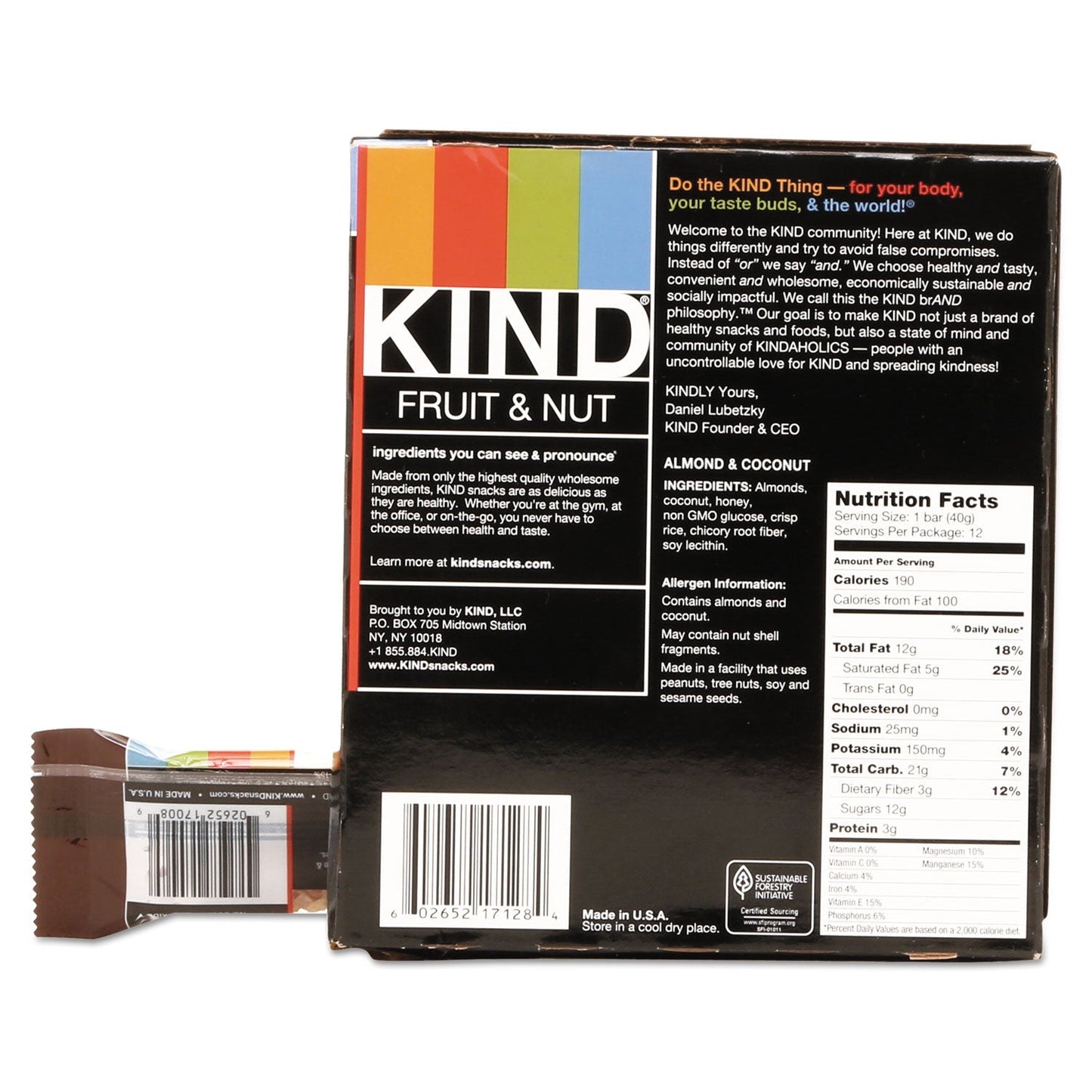 KIND Fruit and Nut Bars, Almond and Coconut, 1.4 oz, 12/Box - themonogram manor 