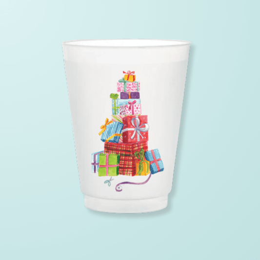 Christmas Present Stack Frosted Cups - themonogram manor 