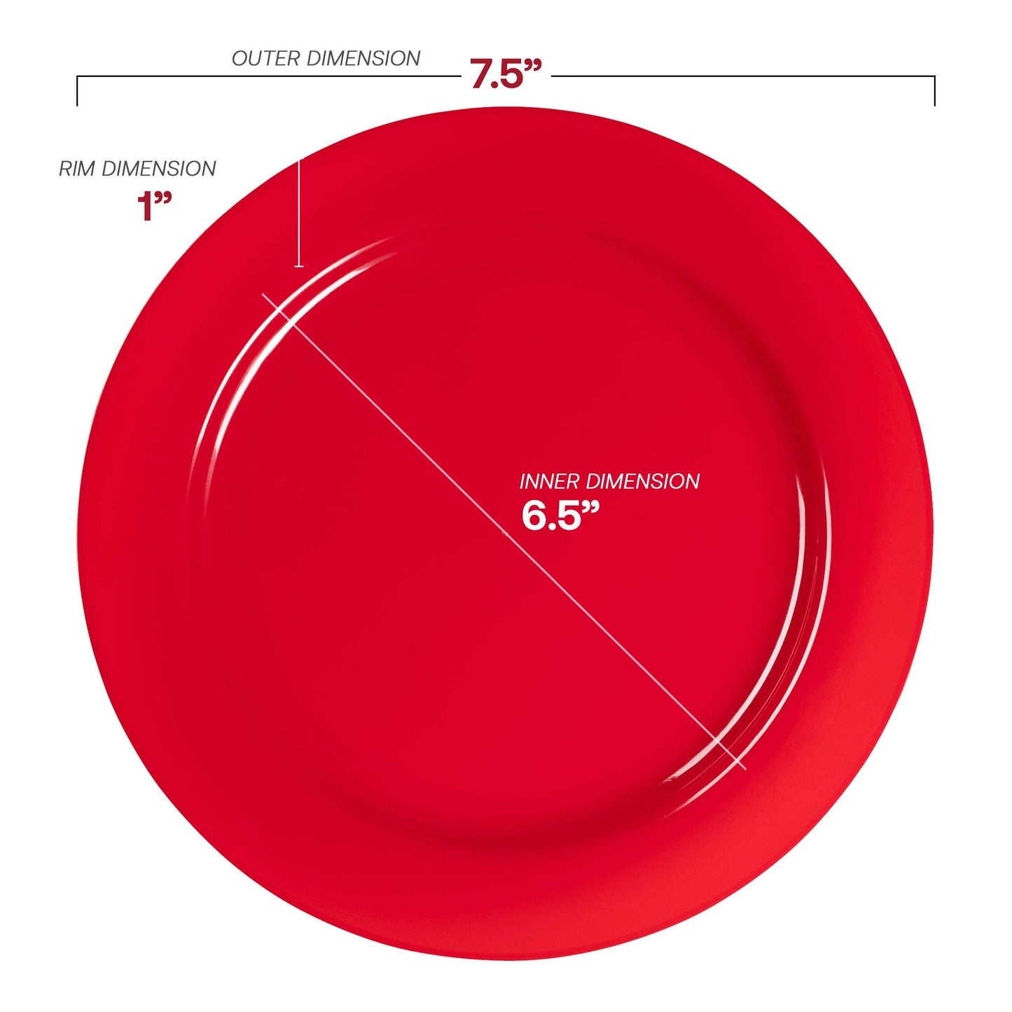 7.5" Red Holiday Plastic Appetizer/Salad Plates - 10 pcs - themonogram manor 