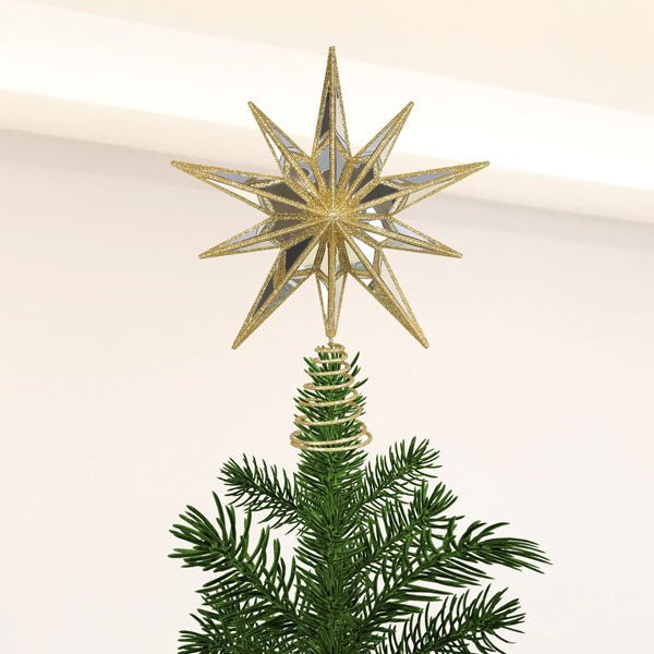 12" Gold Double - Sided Mirrored Star Tree Topper - themonogram manor 
