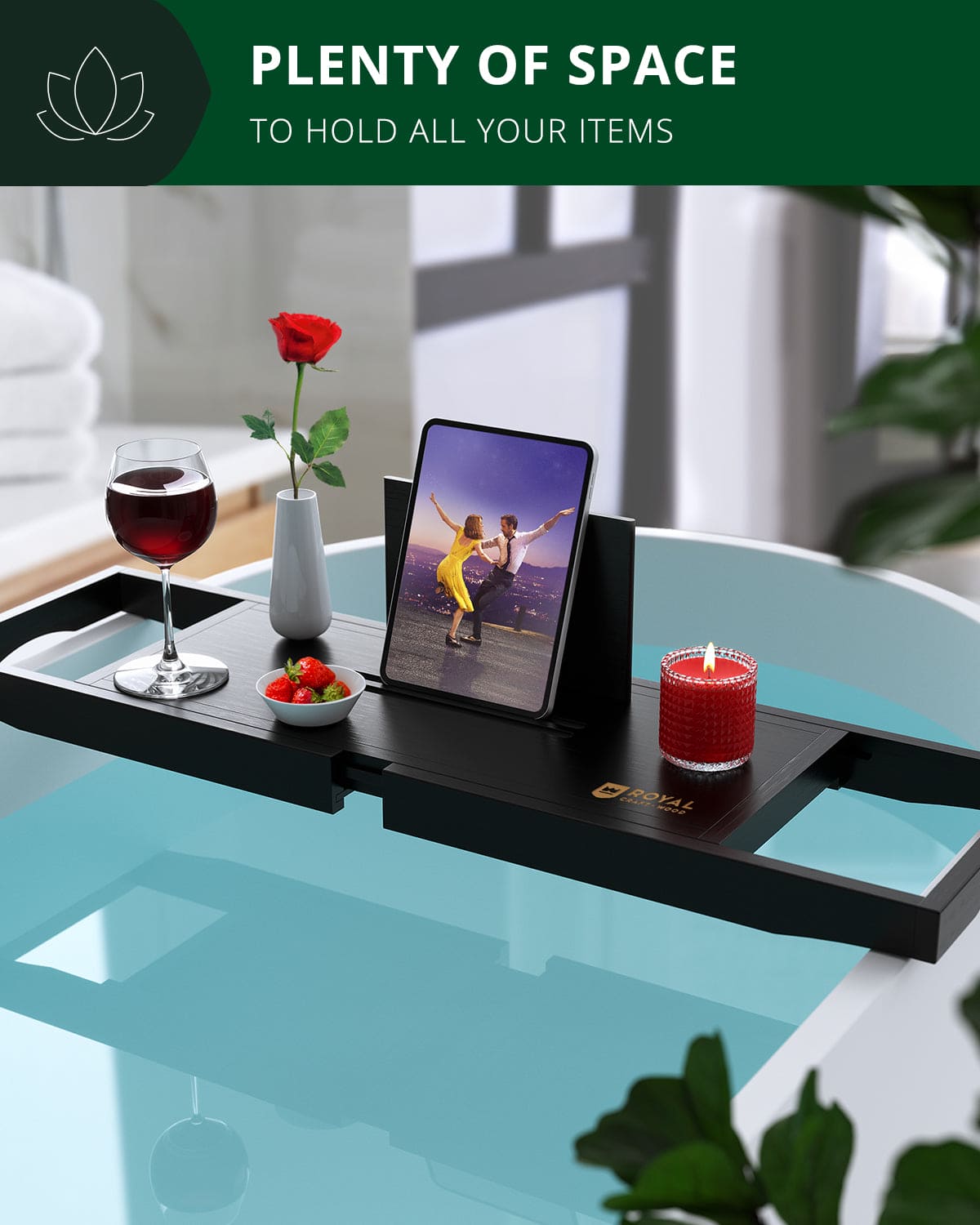 Bathtub Caddy Tray Lite, Black - themonogram manor 