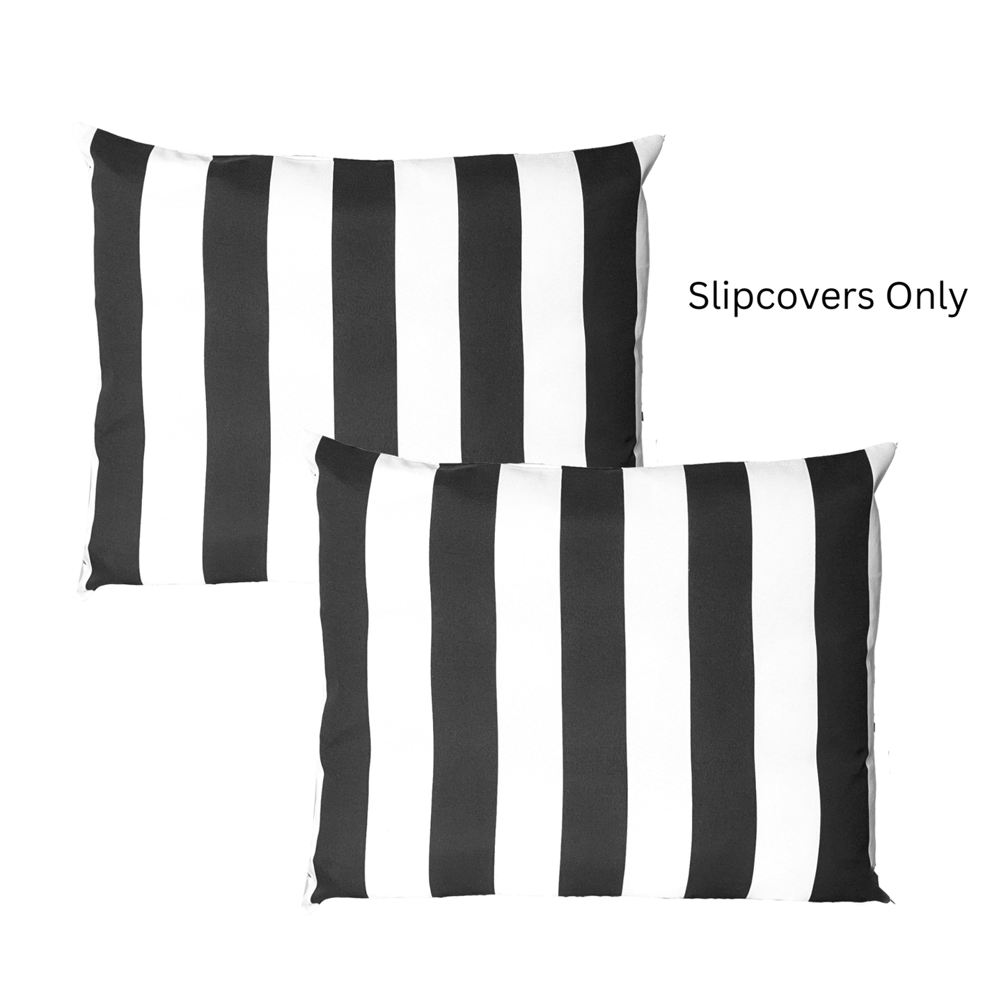Black and White Cabana Stripe Outdoor Slip Covers, Compatible with IKEA Duvholmen Kuddarna - themonogram manor 