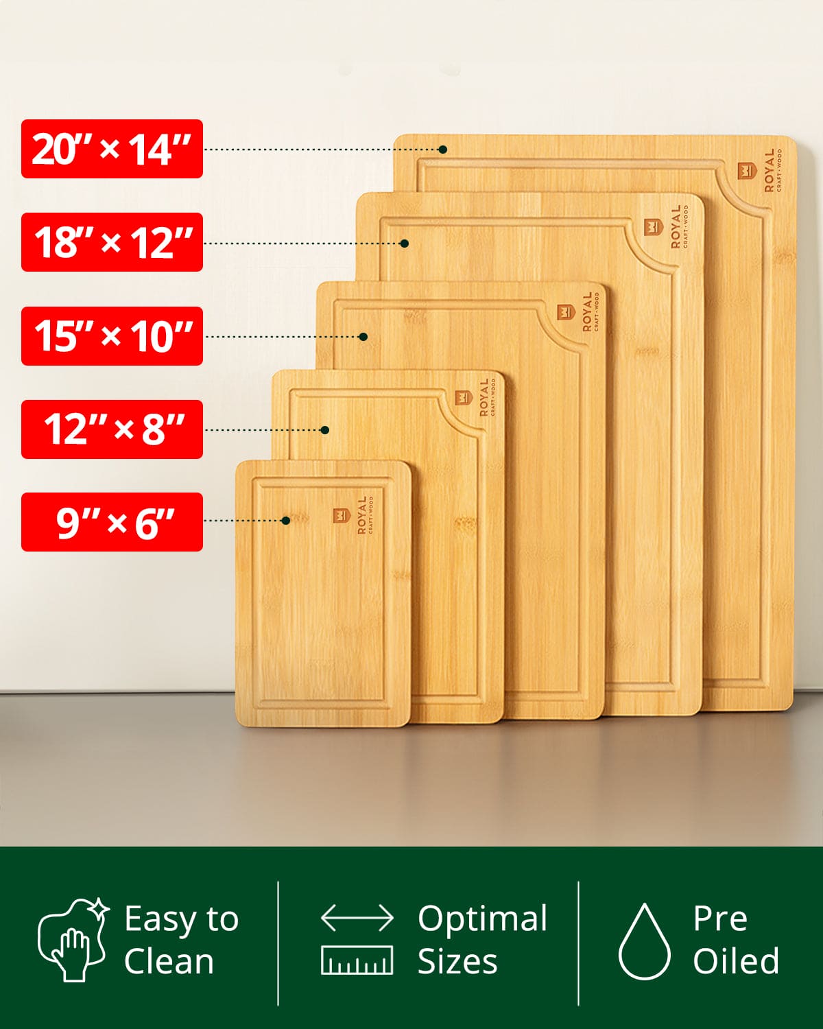 Cutting Board Set of 5, Bamboo - themonogram manor 