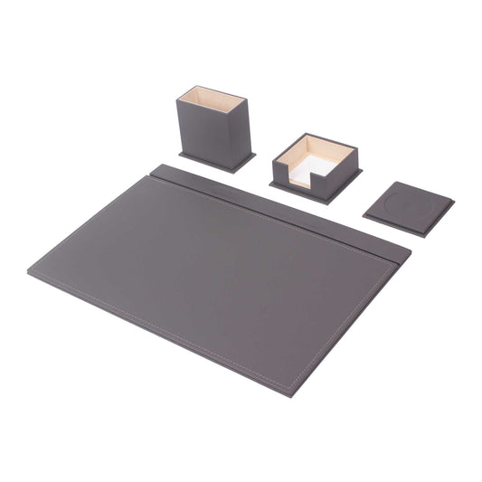 MOOG Leather Desk Set - 4 Accessories - Gray - 4 PCS - themonogram manor 