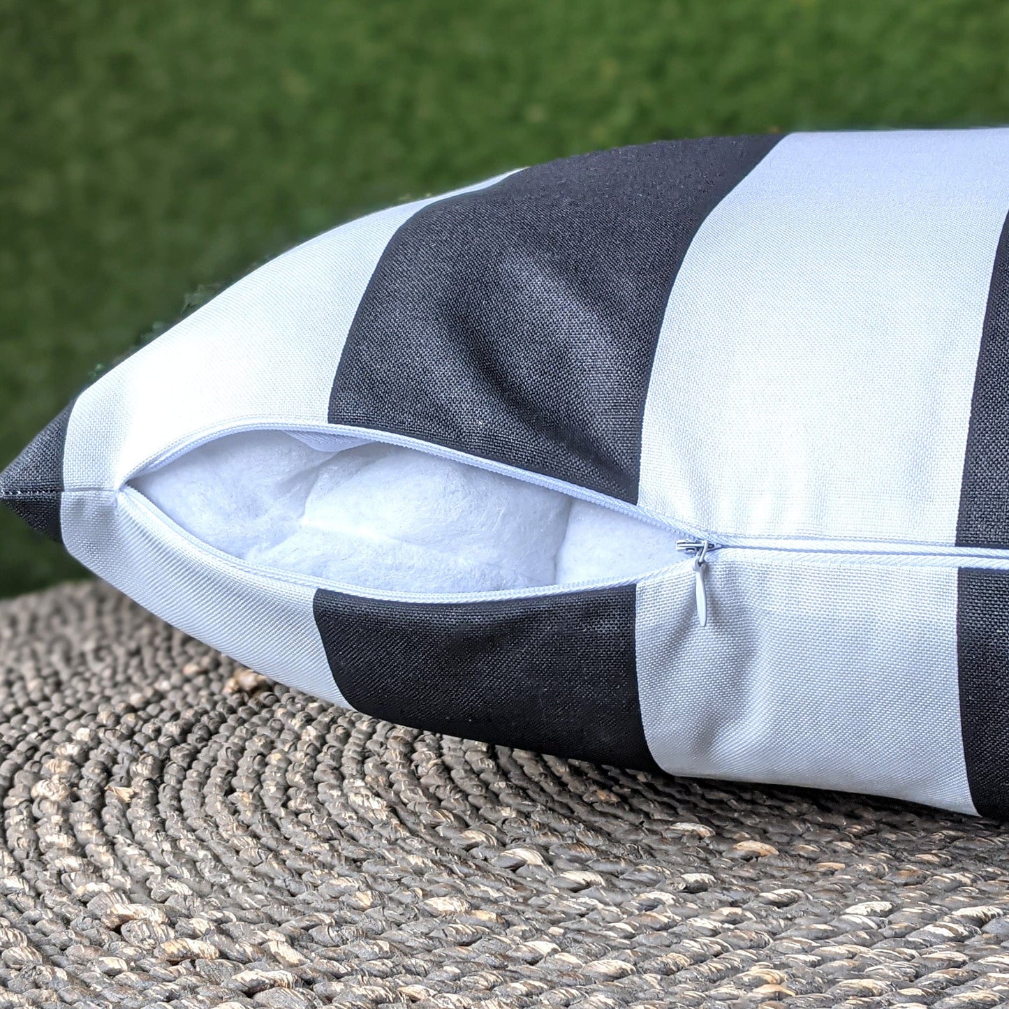 2 Pack Outdoor Pillow Covers | Black White Stripe | Compatible with IKEA Duvholmen and Kuddarna Cushions - themonogram manor 
