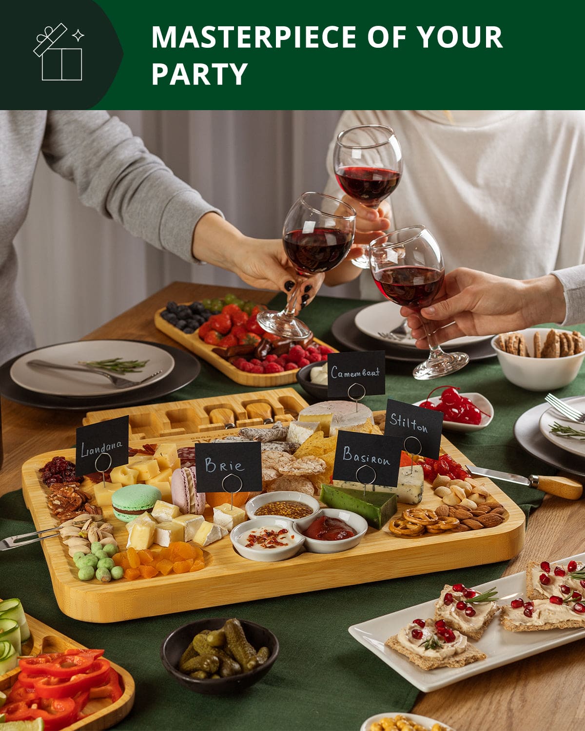 Cheese Board Set with Side Trays - themonogram manor 