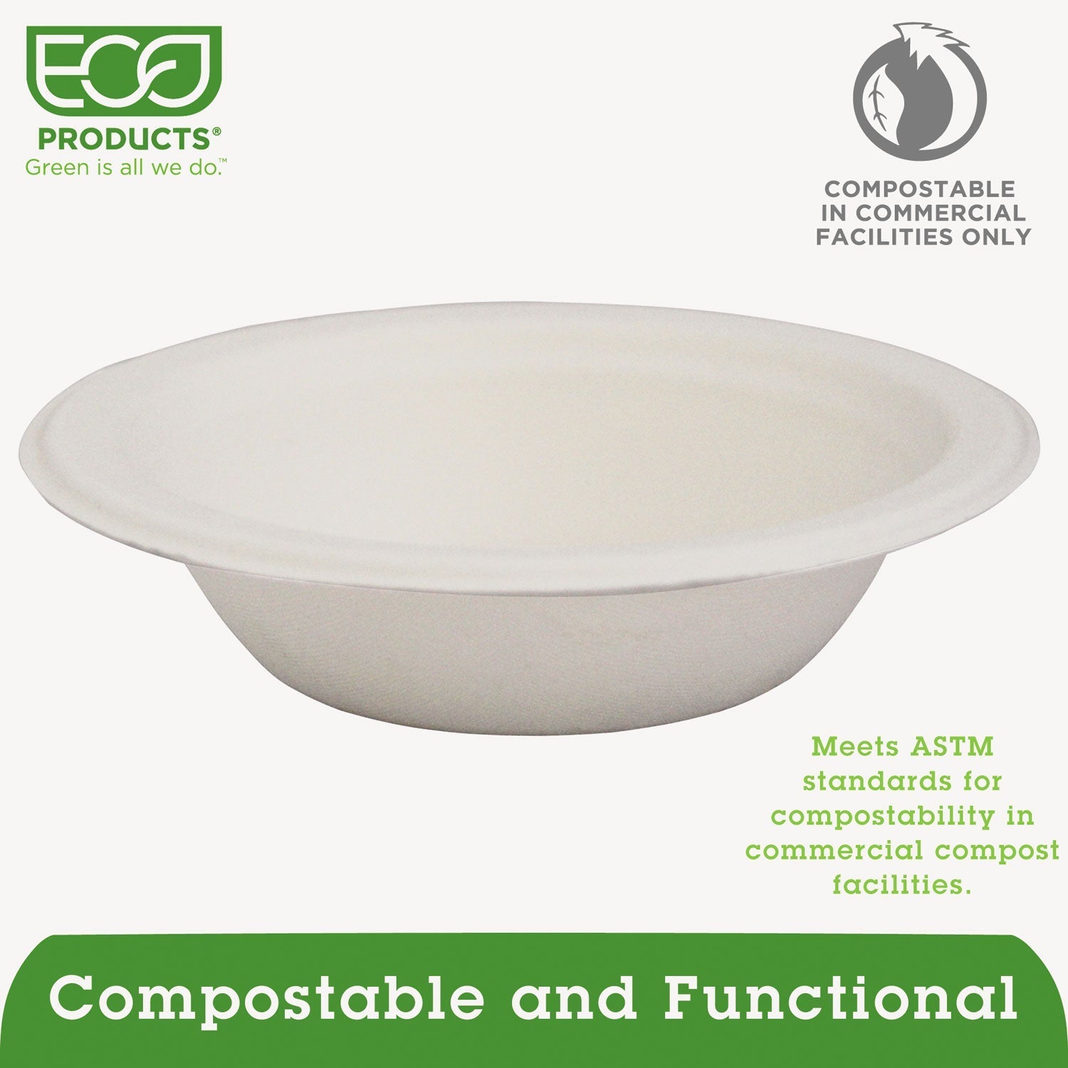 Eco - Products Renewable and Compostable Sugarcane Bowls, 12 oz, Natural White, 50/Packs - themonogram manor 