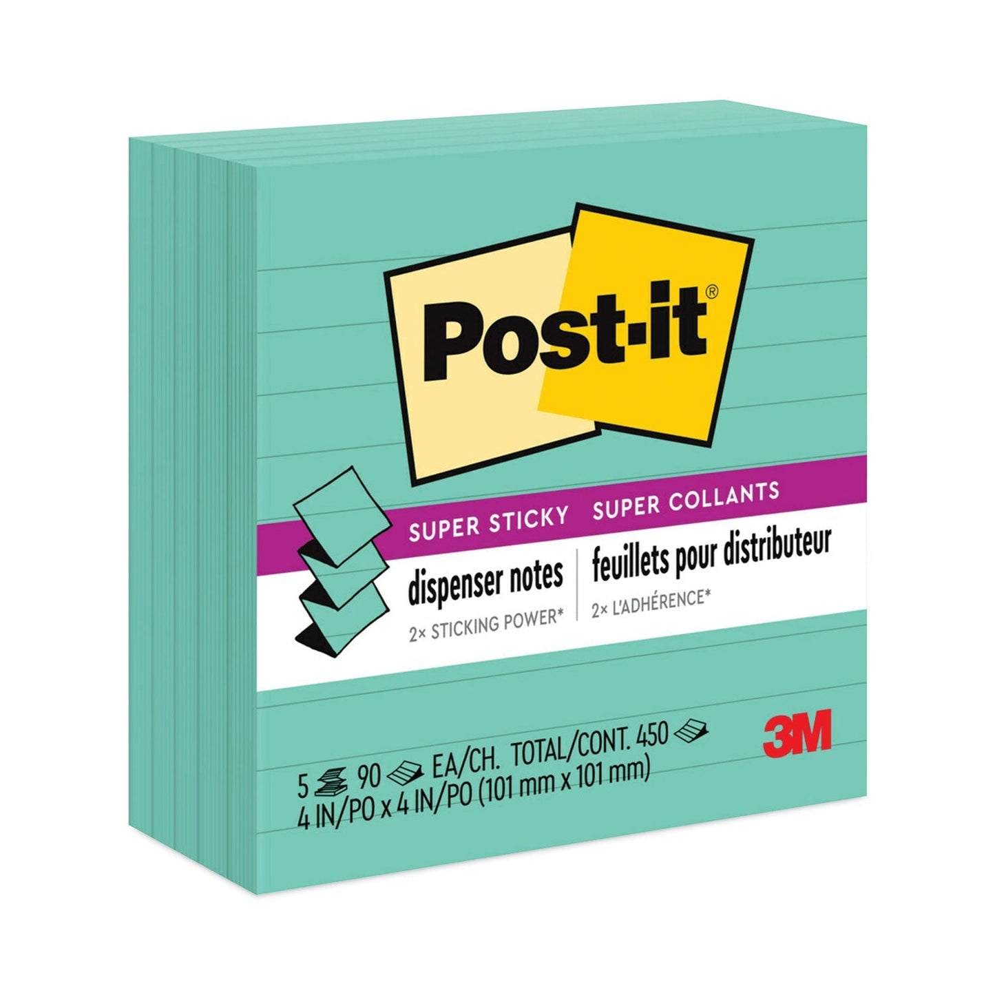 Post - it Pop - up Notes Refill, Note Ruled, 4" x 4", Aqua Wave, 90 Sheets/Pad, 5 Pads/Pack - themonogram manor 