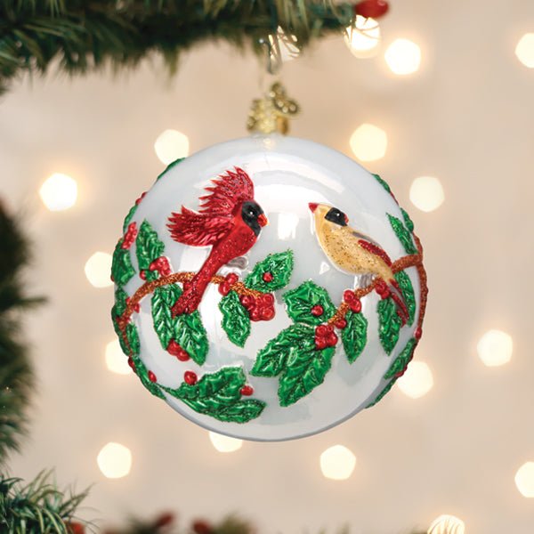 Hollyberry Birds Round Ornament - themonogram manor 