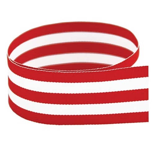 Preppy Striped Grosgrain Ribbon | Red - themonogram manor 