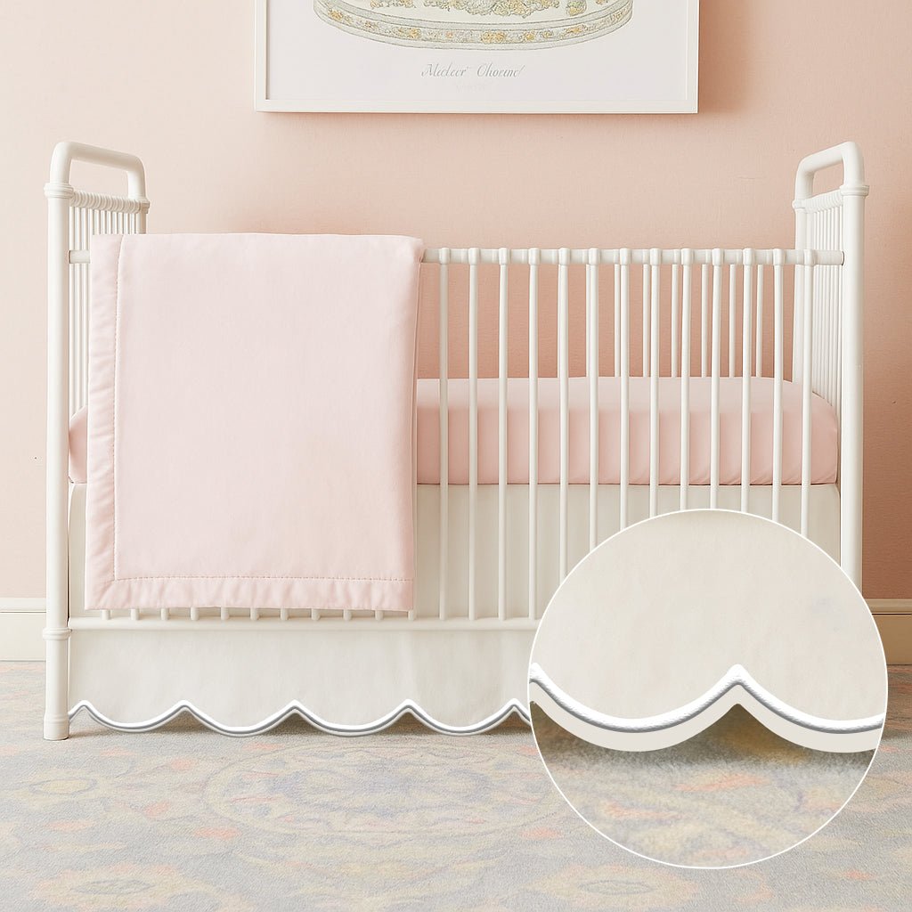 Scallop Embroidery Cotton Crib Skirt - themonogram manor 