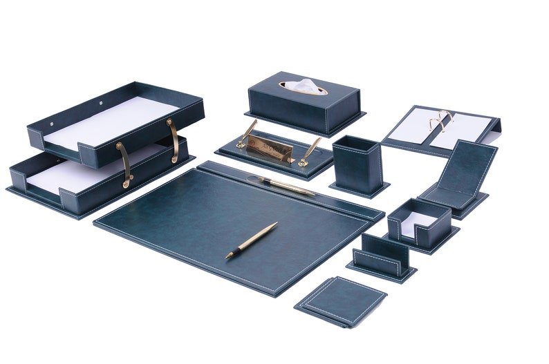 MOOG Luxury Desk Set - 14 Accessories - Gray - 14 PCS - themonogram manor 