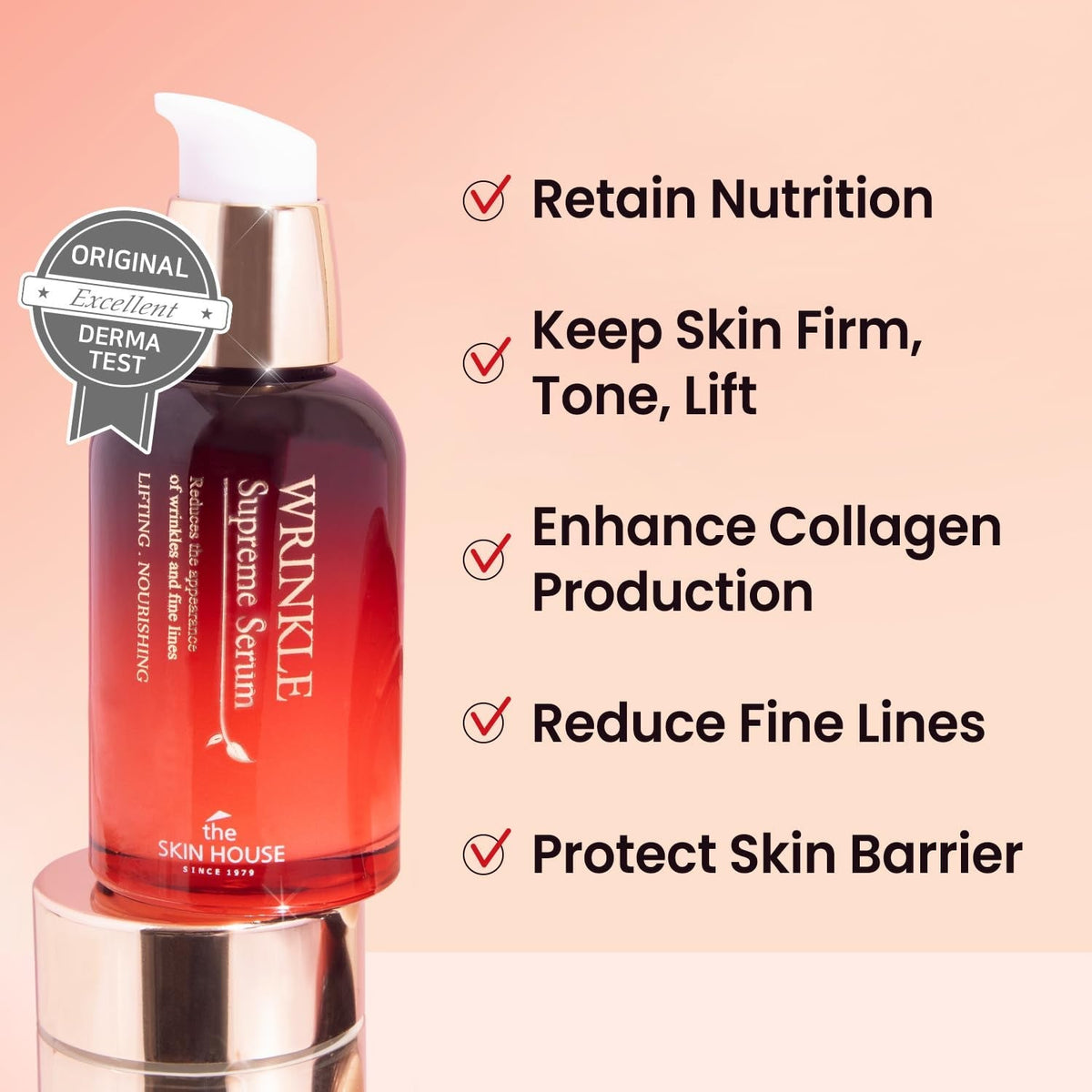 Wrinkle Supreme Serum 0.67 Fl. Oz. Trial-Size, Korean Red Ginseng, Mushrooms | Firming, Lifting, Fine Lines | Korean Skin Care, K-Beauty, 20Ml - themonogram manor 