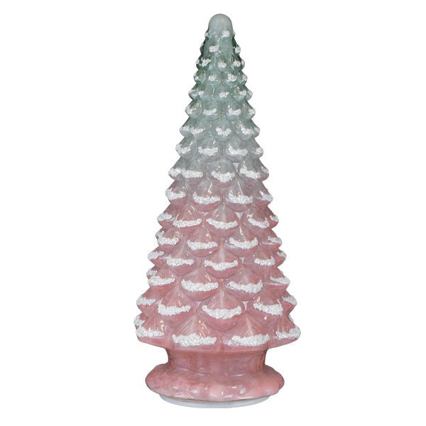 14" Lit Pink Glass Tabletop Tree - themonogram manor 