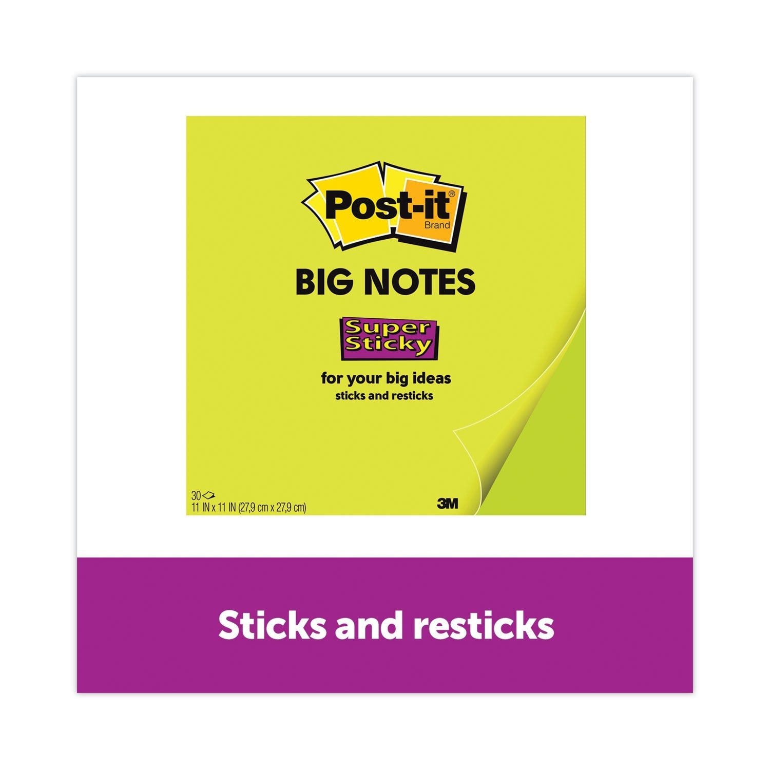 Post - it Big Notes, Unruled, 11 x 11, Green, 30 Sheets - themonogram manor 