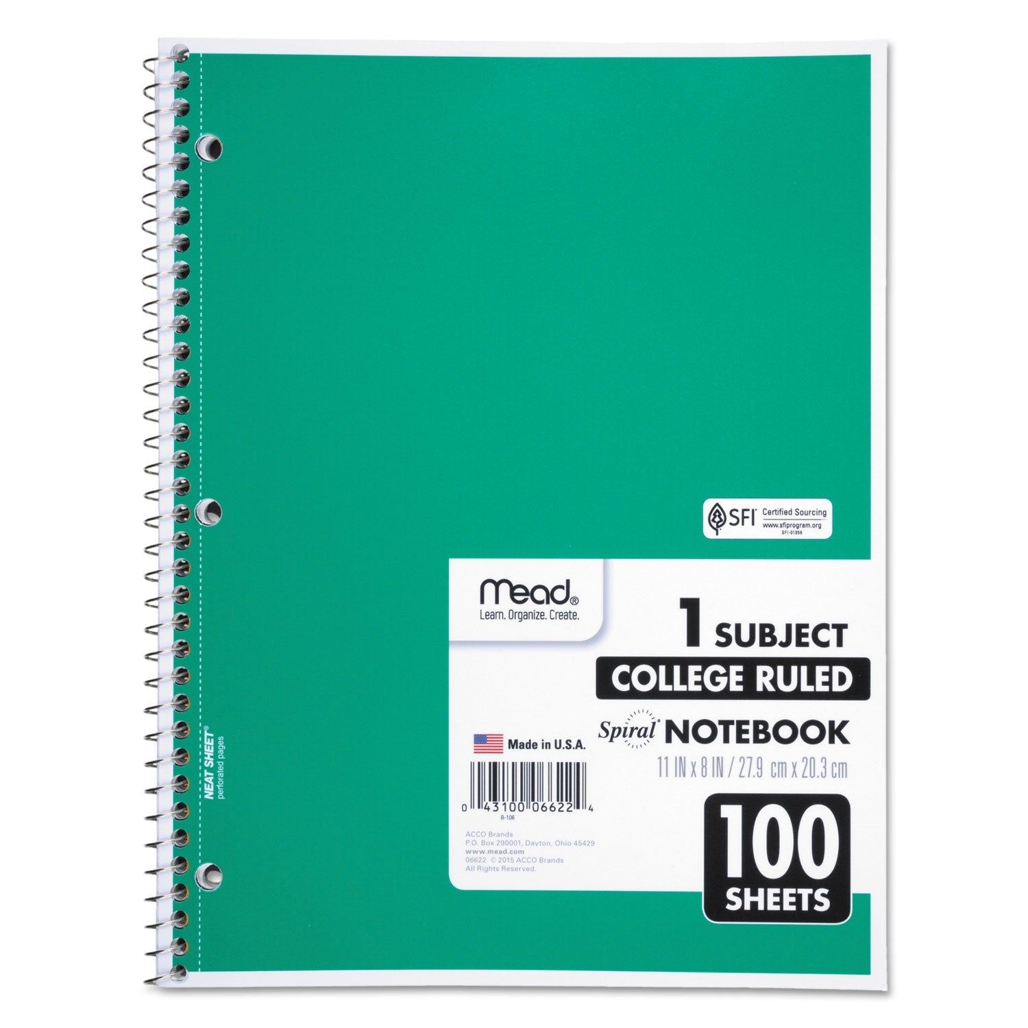 Mead Spiral Notebook, 3 - Hole Punched, 1 Subject, Medium/College Rule, Randomly Assorted Covers, 11 x 8, 100 Sheets - themonogram manor 