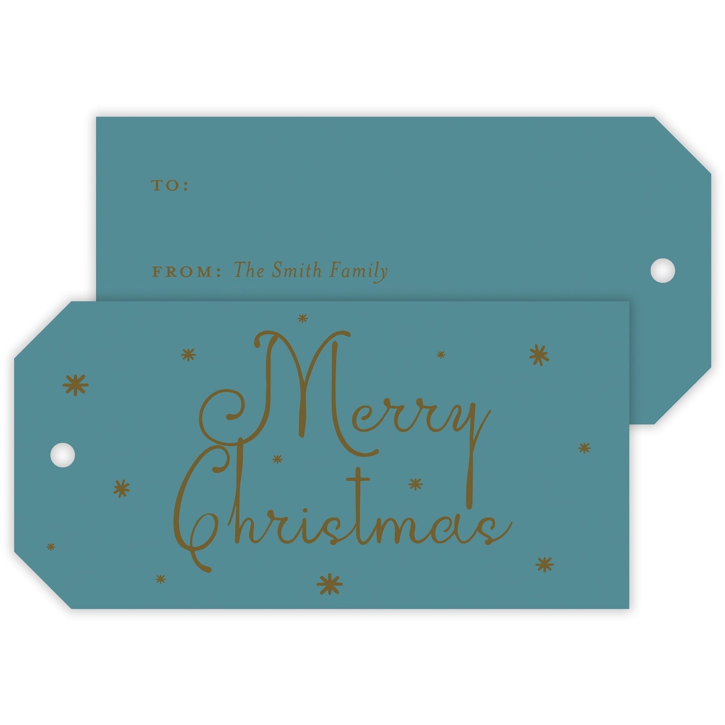 teal christmas drip personalized gift tag - themonogram manor 