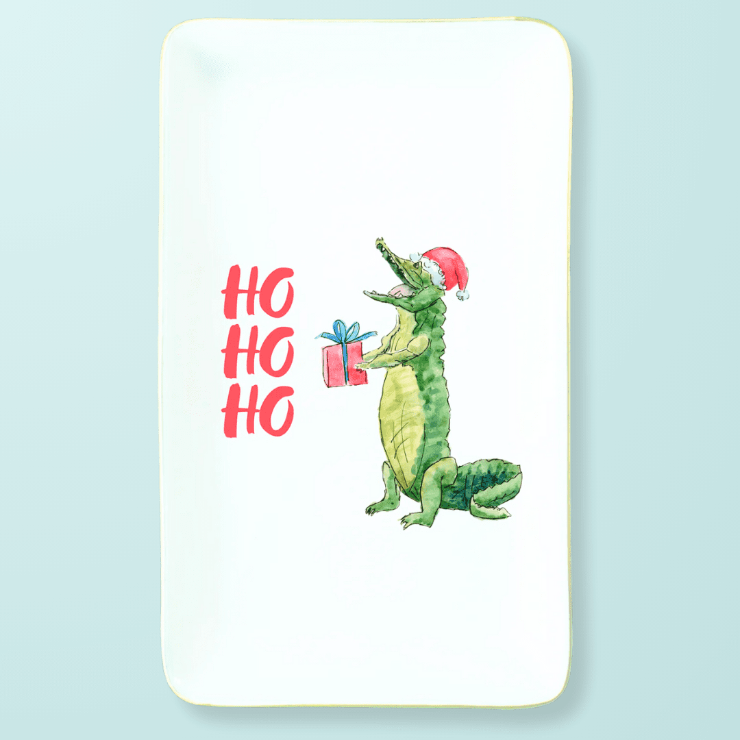 HO HO HO Alligator Gold - Trimmed Trinket Tray - themonogram manor 