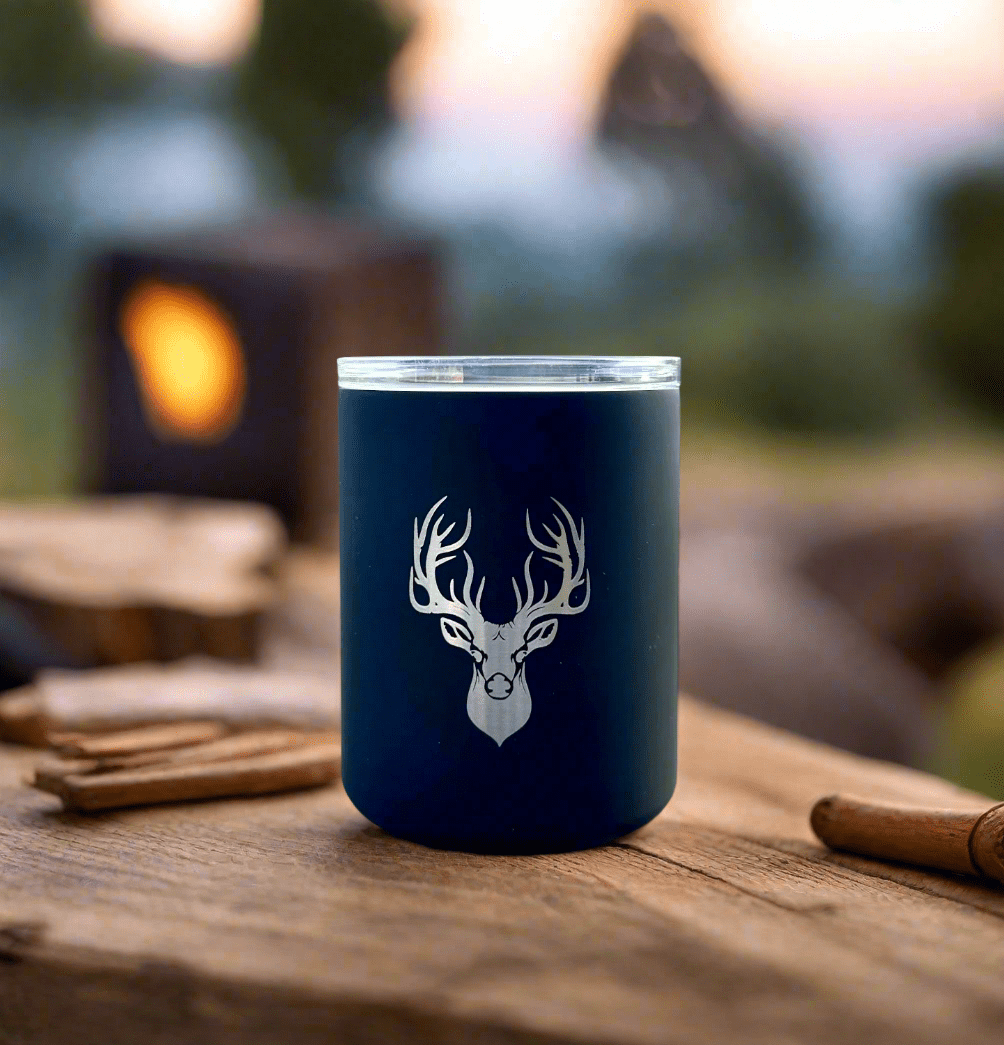 Limited Edition Deer Hunter Glass Lined Whiskey Glass in Black - themonogram manor 