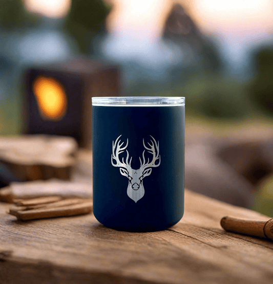 Limited Edition Deer Hunter Glass Lined Whiskey Glass in Black - themonogram manor 