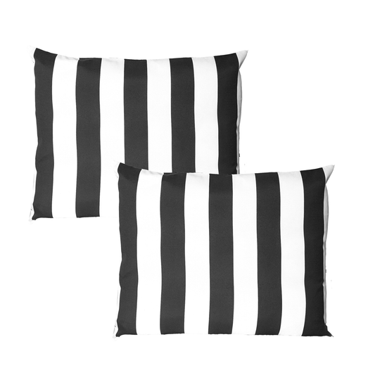 2 Pack Outdoor Pillow Covers | Black White Stripe | Compatible with IKEA Duvholmen and Kuddarna Cushions - themonogram manor 