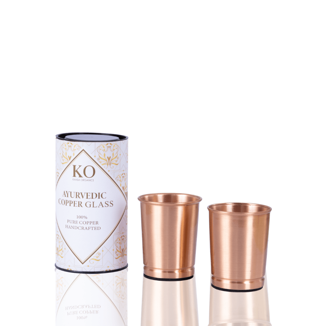 Ayurvedic Drinking Set - Copper Bottle & Cups (Seamless) - themonogram manor 