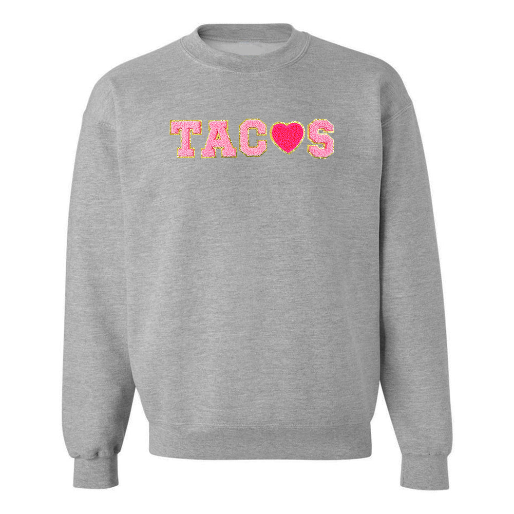 Tacos Letter Patch Crewneck Sweatshirt - themonogram manor 