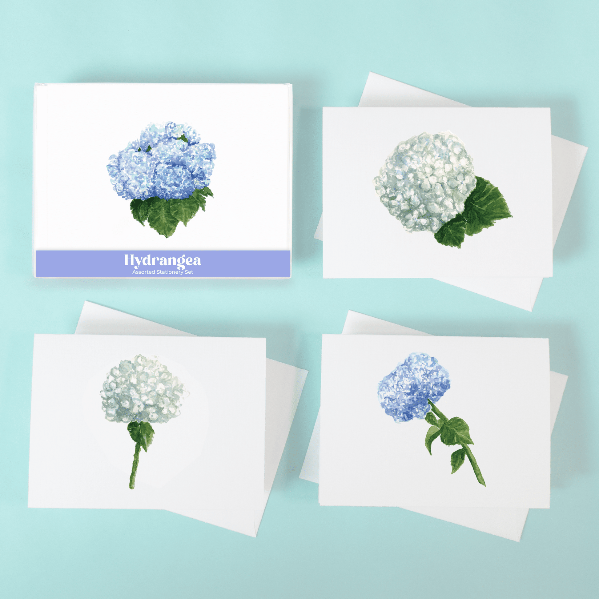 Hydrangeas Assorted Stationery Set - themonogram manor 