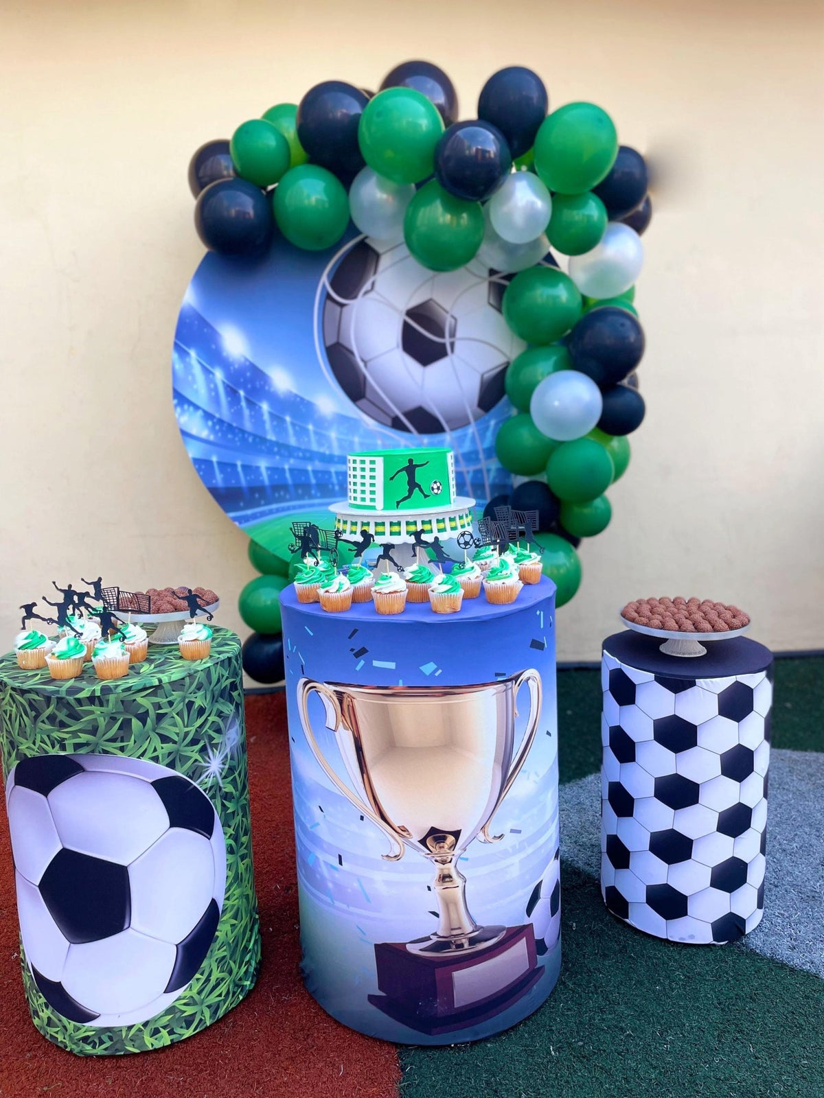 Soccer Balloon Garland Kit - Green, Black & White (50+ Pack) - themonogram manor 