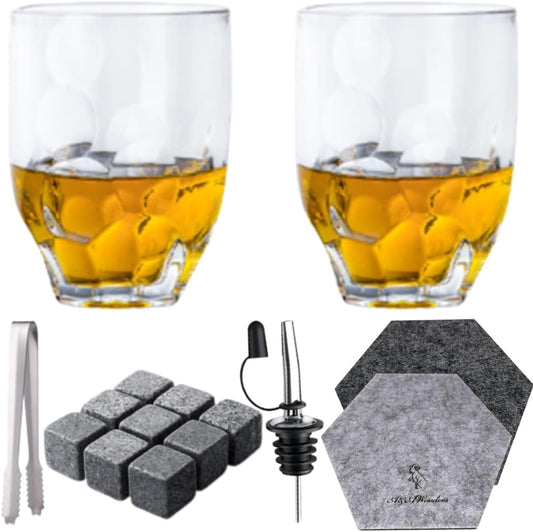 Whiskey Glasses 10oz Premium Scotch Glasses Set of 2 - Old Fashioned Whiskey - themonogram manor 