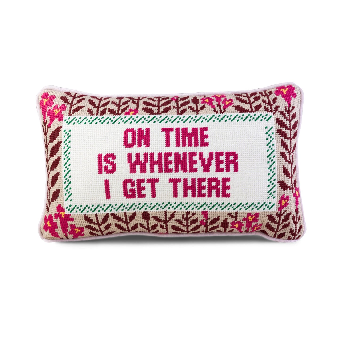 On Time Needlepoint Pillow - themonogram manor 