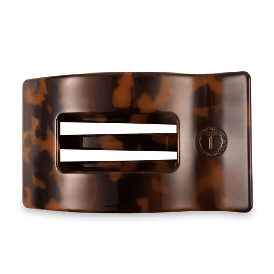 Tortoise Large Flat Rectangle Hair Clip - themonogram manor 