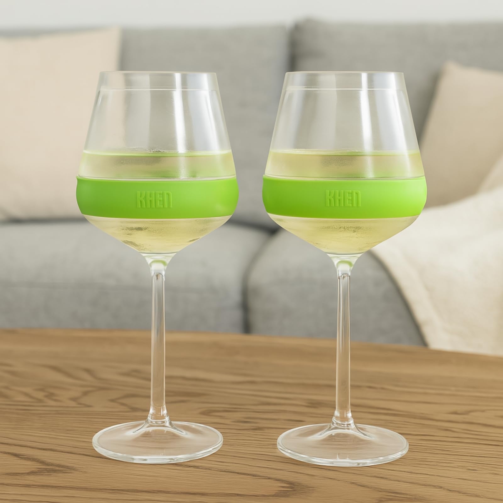 Stemmed Acrylic Cooling Wine  Glasses 14oz | Set of 2 | Green - themonogram manor 