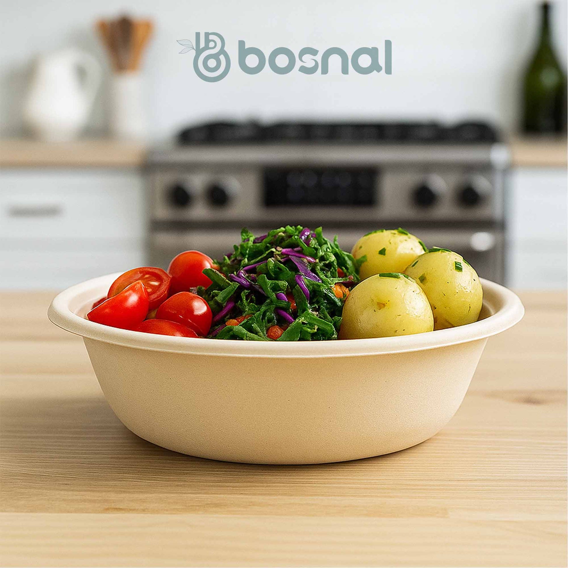 Bosnal - Sugarcane Bagasse Compostable Bowls, 32 Oz, Round - themonogram manor 