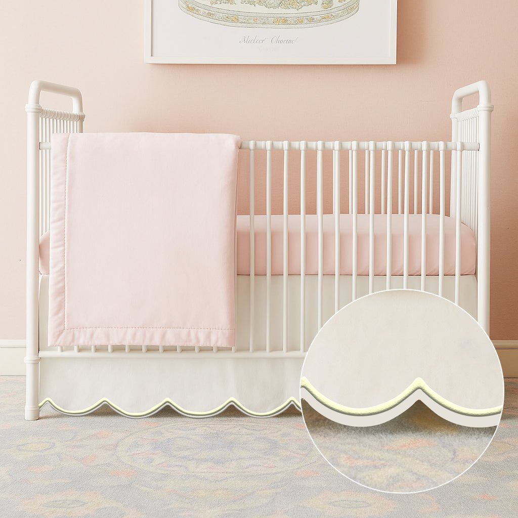 Scallop Embroidery Cotton Crib Skirt - themonogram manor 