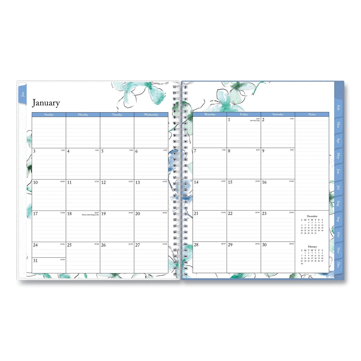 Blue Sky Lindley Weekly/Monthly Planner, Lindley Floral Artwork, 11 x 8.5, White/Blue/Green Cover, 12 - Month (Jan to Dec): 2023 - themonogram manor 