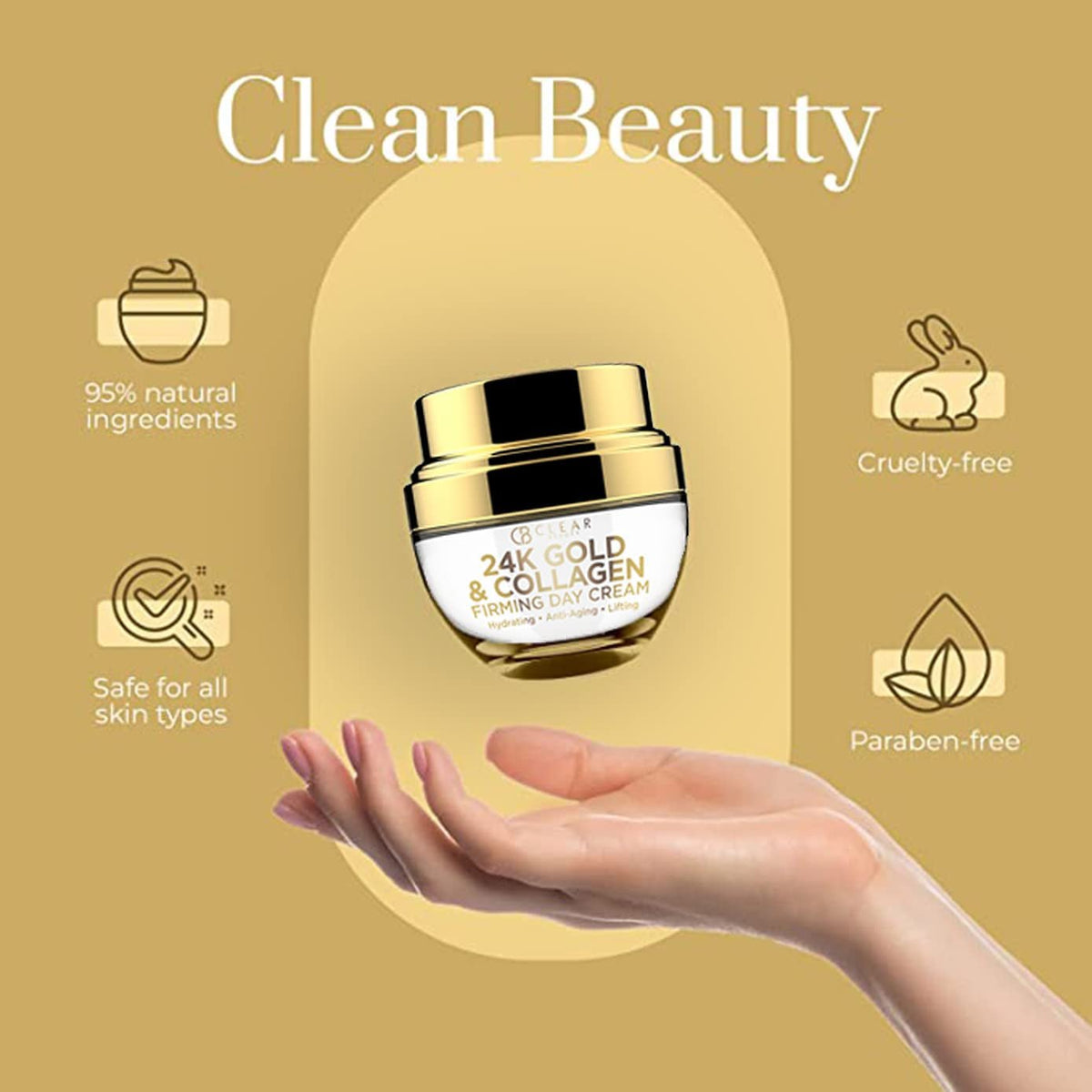 24K Gold & Collagen Daily Face Moisturizer - Dermatologist Tested, Reduces Fine Lines, Anti-Aging, Clean Beauty, Cruelty-Free Korean Skincare, All Skin Types - 1.69 Oz - themonogram manor 