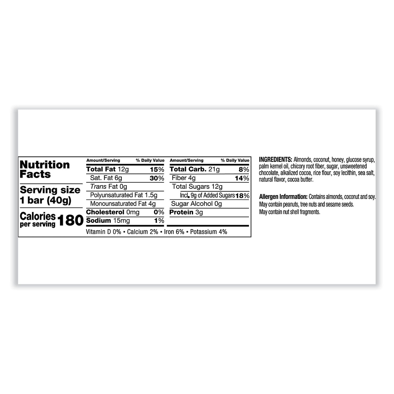 KIND Fruit and Nut Bars, Dark Chocolate Almond and Coconut, 1.4 oz Bar, 12/Box - themonogram manor 