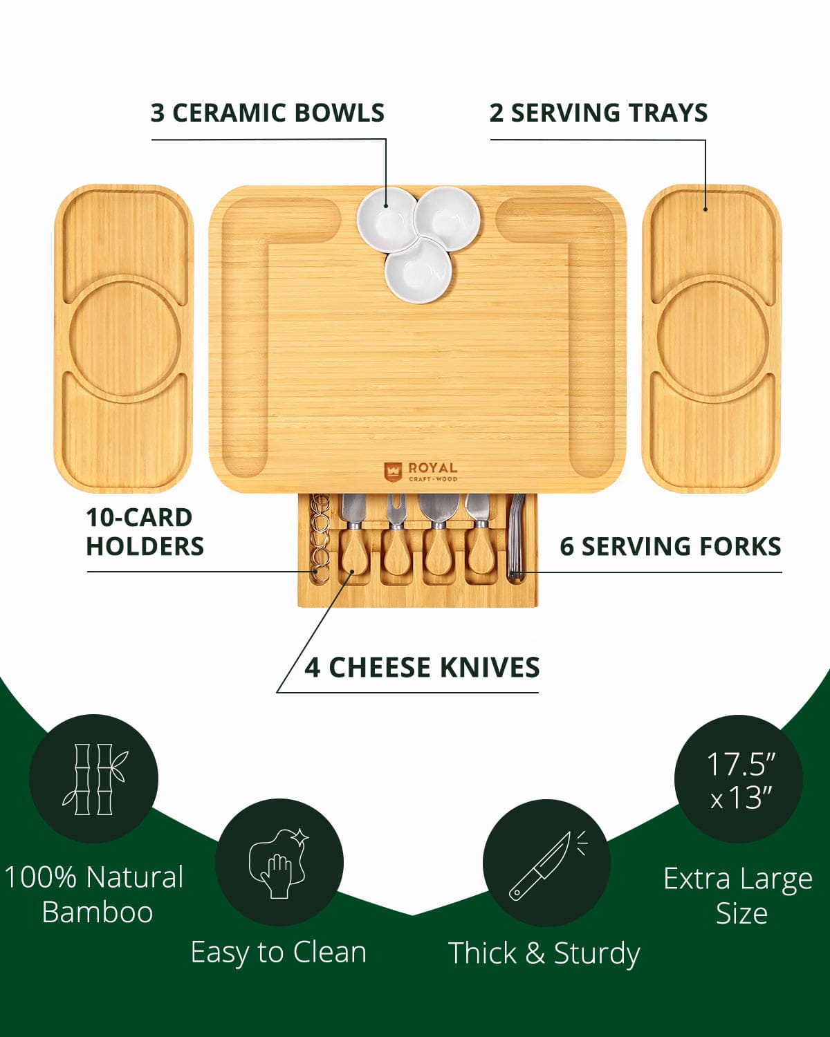 Cheese Board Set with Side Trays - themonogram manor 