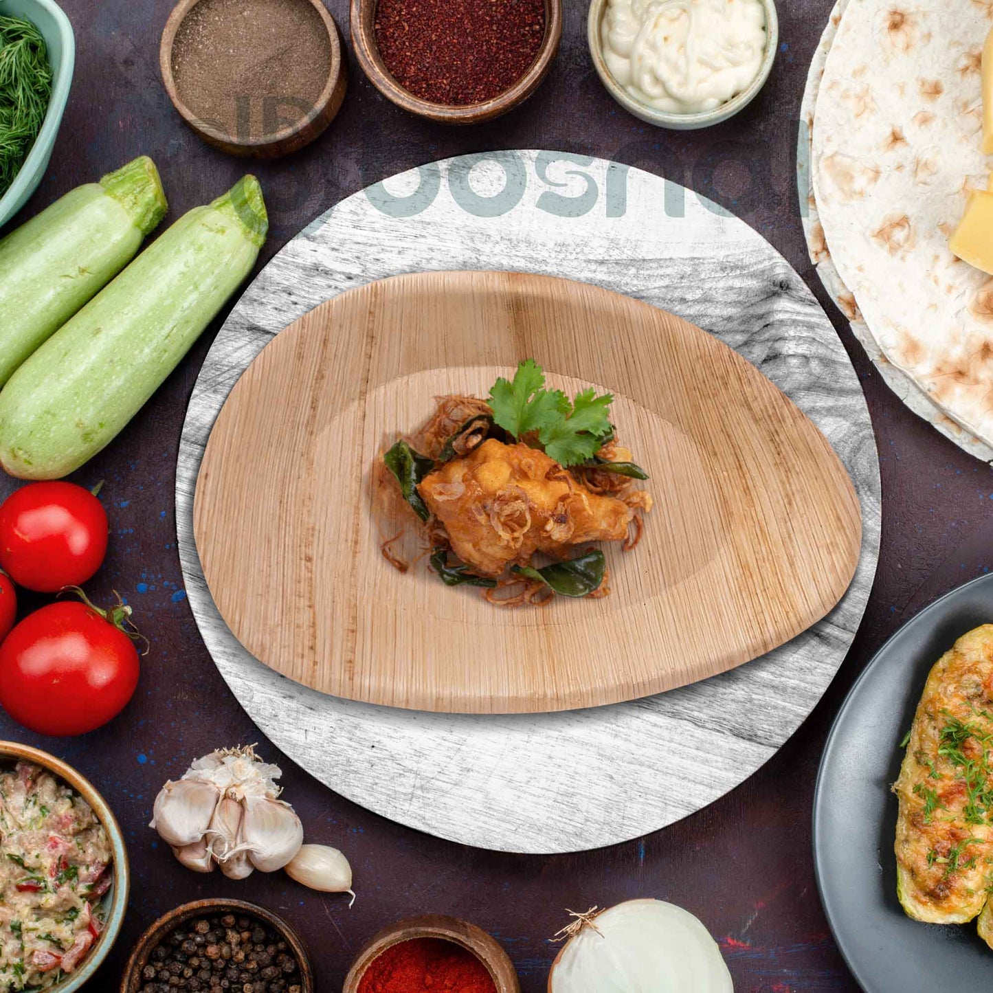 Bosnal - Palm Leaf Biodegradable Plates, 10 inch, Oval - themonogram manor 