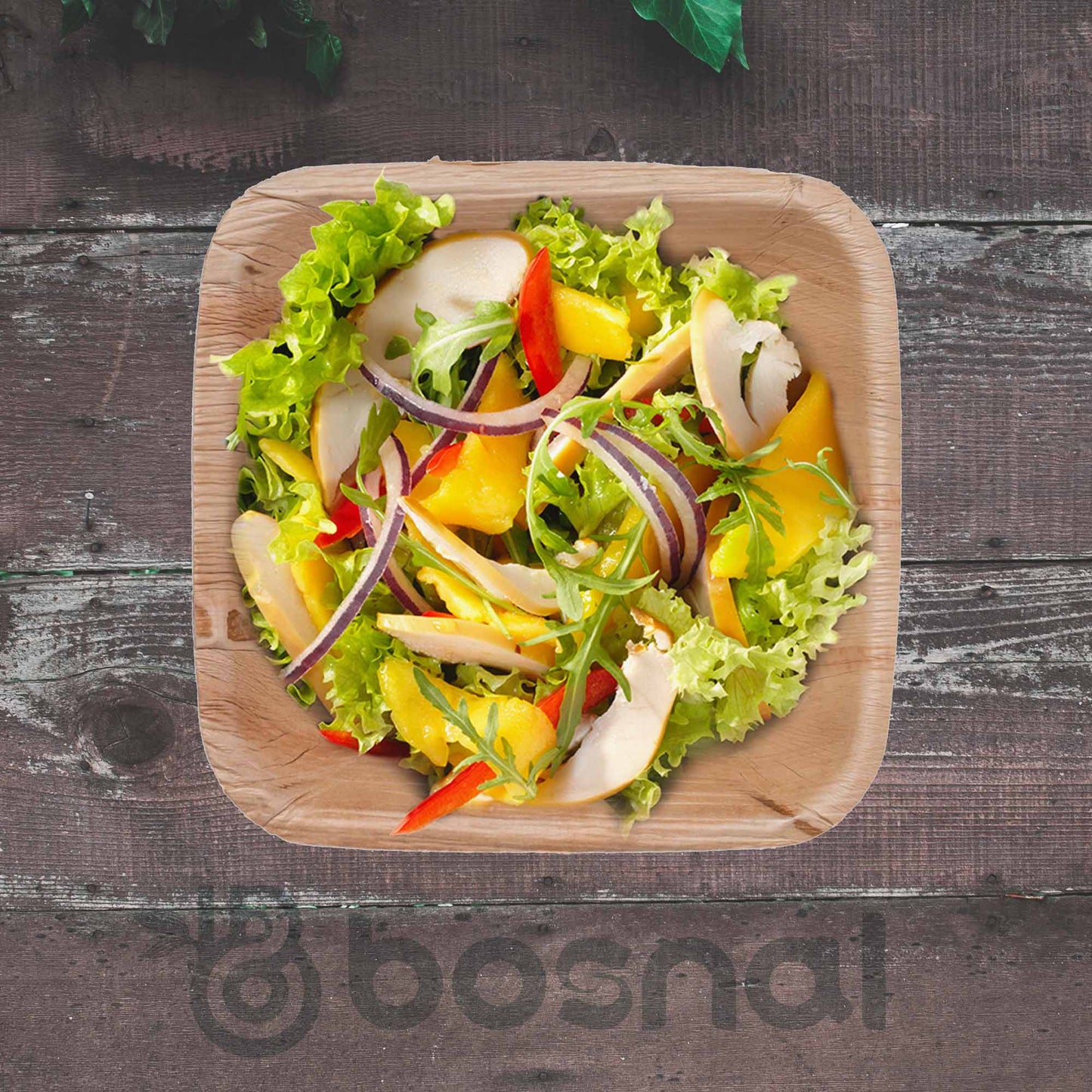 Bosnal - Palm Leaf Biodegradable Bowls, 5 inch, Square - themonogram manor 