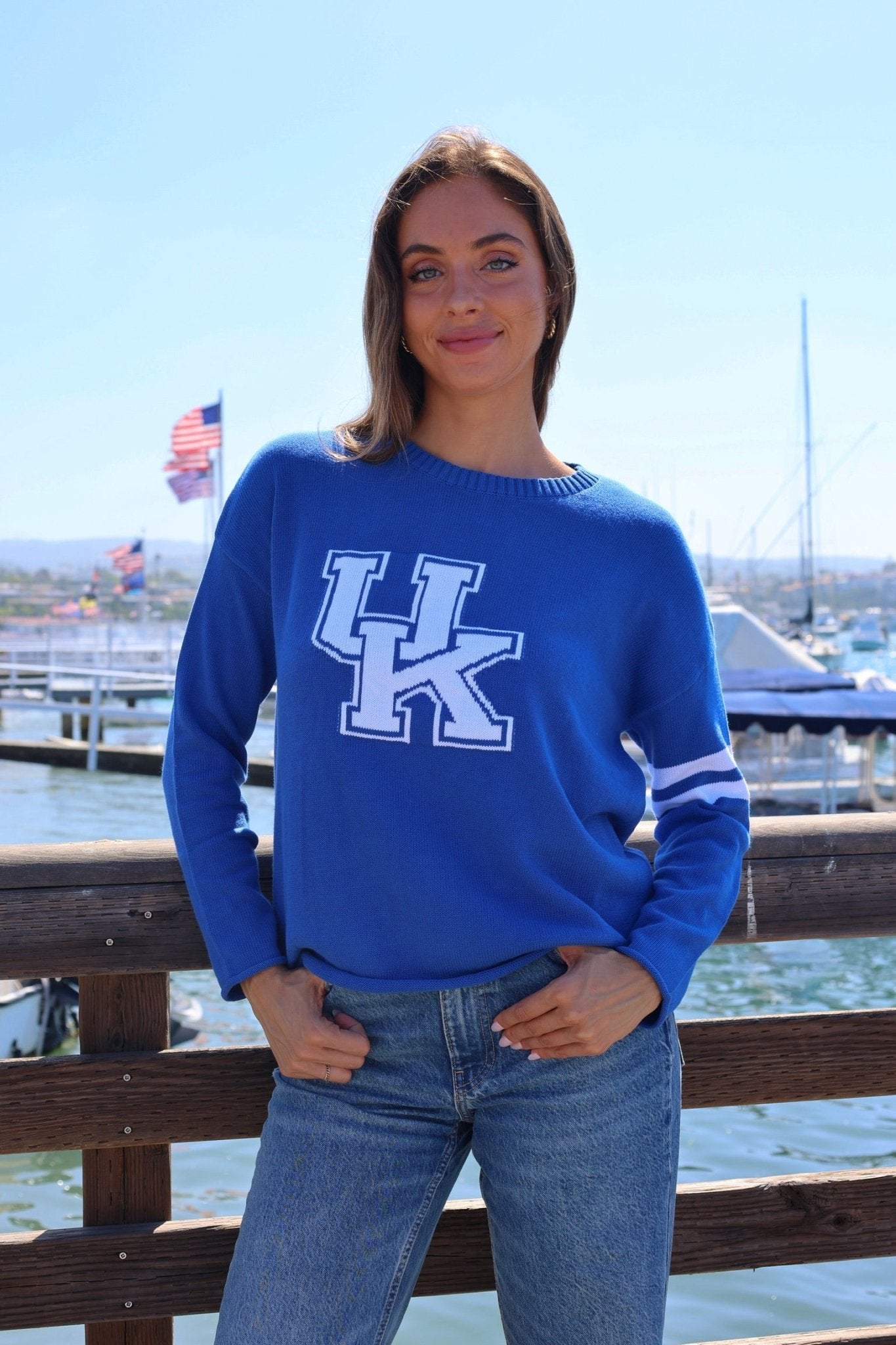 Kentucky Wildcats Long Sleeve – Blue Cotton Crew Neck - themonogram manor 