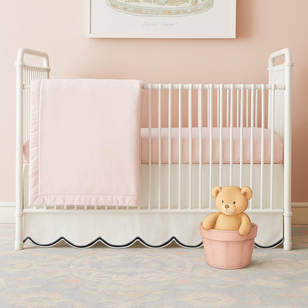 Scallop Embroidery Cotton Crib Skirt - themonogram manor 